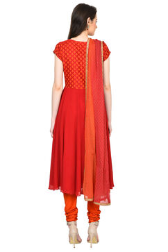 Red Anarkali Viscose Suit Set image number 4