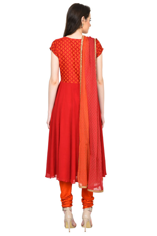 Red Anarkali Viscose Suit Set image number 4
