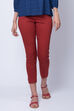 Teal Blue Poly Cotton Slim Pants image number 0