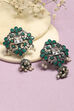 Oxidised Green Brass Earrings image number 0