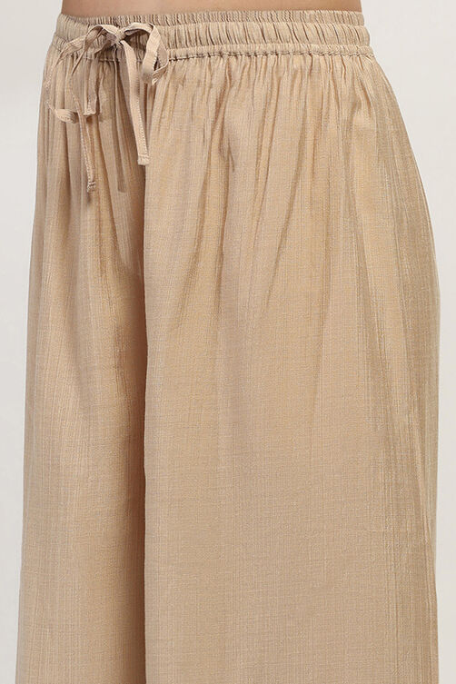 Gold-Toned Solid Flared Palazzos image number 1