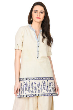 Ivory & Indigo A-Line Cotton Flex Kurta image number 0