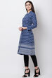 Blue Cotton And Flex A Line Jacket image number 4