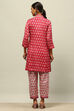 Red Viscose Blend Kalidar Printed Kurta Palazzo Suit Set image number 4