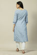 Blue LIVA Straight Kurta image number 4