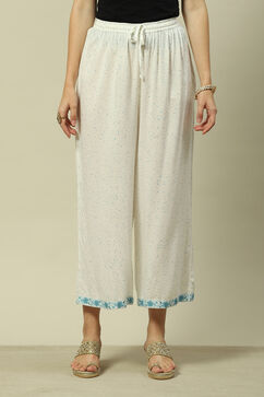 Blue LIVA Straight Printed Palazzo image number 5
