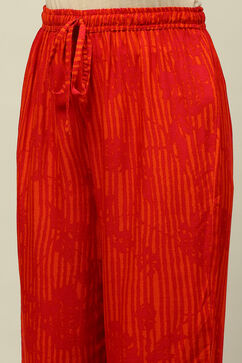 Red Rayon Printed Straight Suit Set image number 2