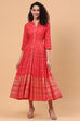 Coral Viscose Rayon Kalidar Dress image number 0