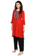 Red Kalidar Viscose Kurta image number 2
