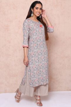 Brown Viscose Rayon Straight Suit Set image number 2