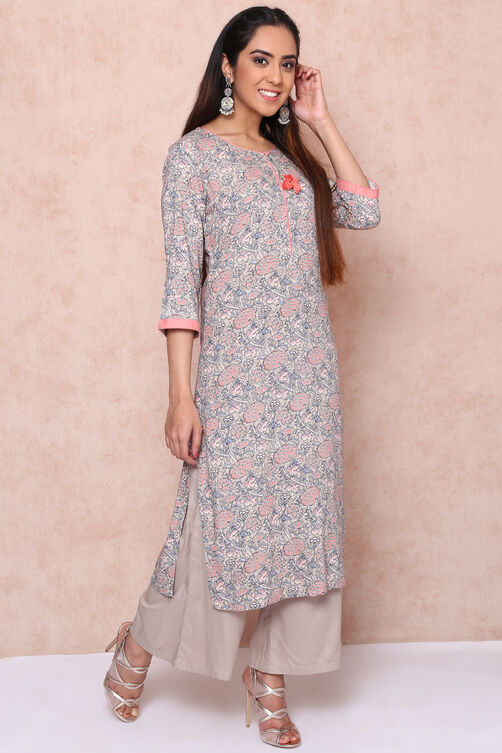 Brown Viscose Rayon Straight Suit Set image number 2