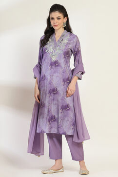 Purple Viscose Blend Straight Set image number 3