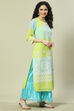 Lime Green Cotton Blend Straight Kurta image number 3