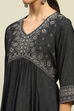 Black Viscose Blend Gathered Embroidered Kurta Palazzo Suit Set image number 1