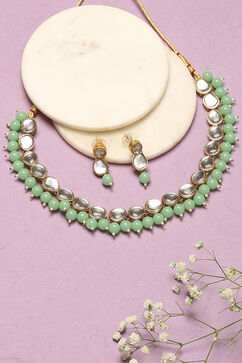 Green Alloy Necklace Set image number 0