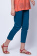 Teal Blue Poly Cotton Slim Pants image number 1