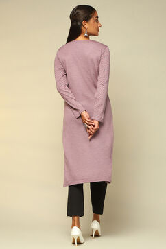 Mauve Acrylic Straight Kurta image number 3