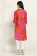 Orange Cotton Floral Straight Kurta image number 3