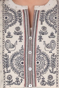 Ivory Anarkali Cotton Kurta image number 5
