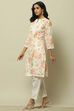 White Cambric Floral Printed Straight Kurta Set image number 3