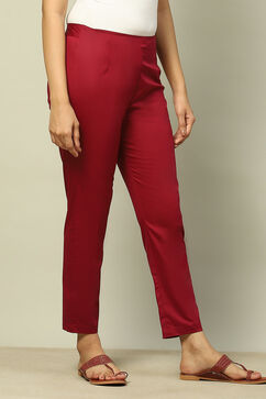 Plum Cotton Blend Solid Patyala image number 3