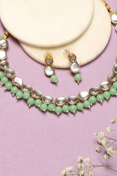 Green Alloy Necklace Set image number 2
