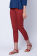 Teal Blue Poly Cotton Slim Pants image number 2