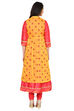 Yellow & Pink Reversible Anarkali Polyester Kurta image number 6