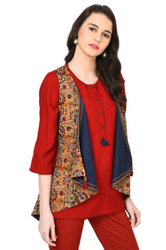 Dark Blue Straight Chambray Shrug image number 2