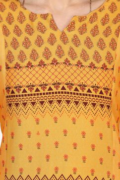 Yellow A-Line Viscose Rayon Kurta image number 4