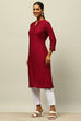 Blue Solid Straight Kurta image number 2