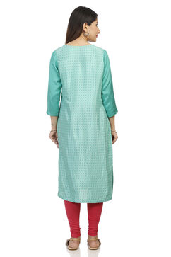 Mint Green Straight Viscose Kurta image number 4