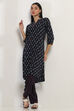 Navy Blue Cotton Blend Straight Kurta Set image number 0