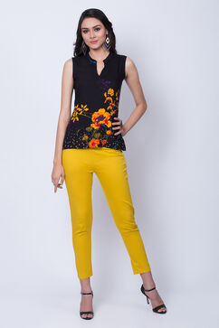 Mustard Poly Cotton Slim Pants image number 1