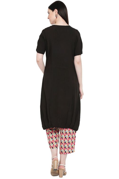 Black Viscose Straight Kurta image number 4