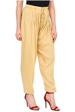 Rangriti Beige Viscose Fusion Pants image number 0