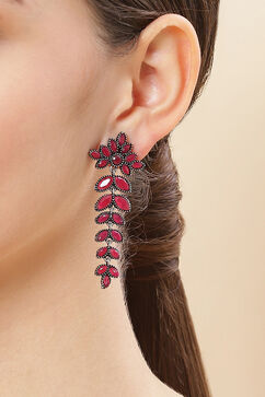 Maroon Alloy Earrings image number 1