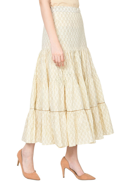 Off White Cotton Skirt image number 1