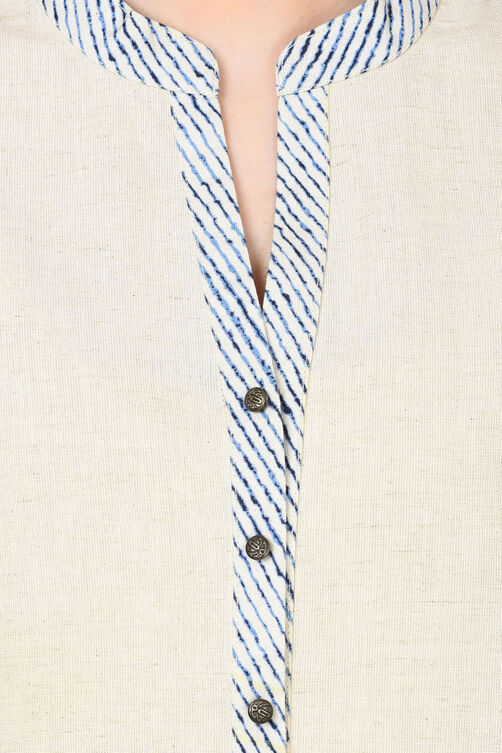 Ivory & Indigo A-Line Cotton Flex Kurta image number 5