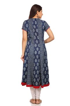 Indigo Flared Cotton Kurta image number 3