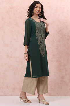 Green Art Silk Straight Kurta image number 1