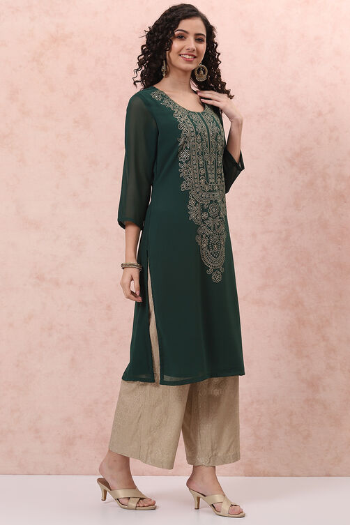 Green Art Silk Straight Kurta image number 1