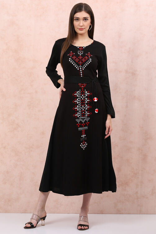 Black Acrylic Kalidar Kurta image number 0