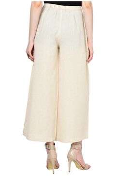 Rangriti Beige Cotton Flex Palazzo image number 4