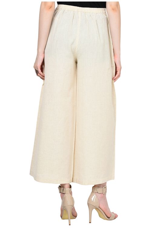 Rangriti Ivory Cotton Flex Palazzo image number 4