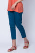 Teal Blue Poly Cotton Slim Pants image number 2