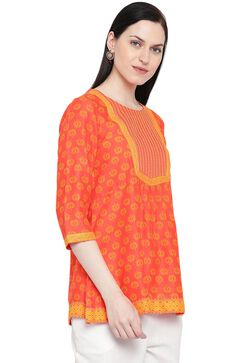 Coral Viscose A-Line Indie Top image number 3