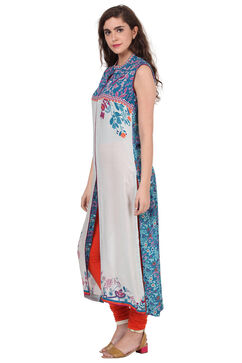 Off White Straight Rayon Kurta image number 1