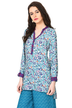Off White A-Line Rayon Kurta image number 2