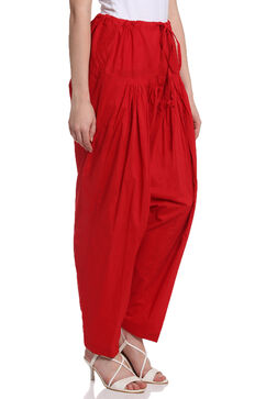Red Cotton Fusion Pants image number 3